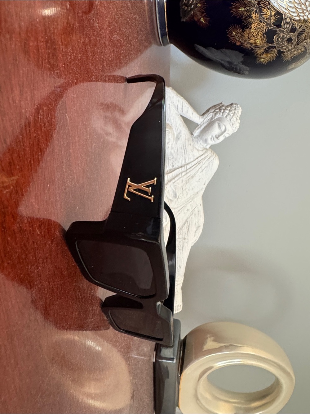Louis Vuitton Black Sunglasses with Gold LV Accent